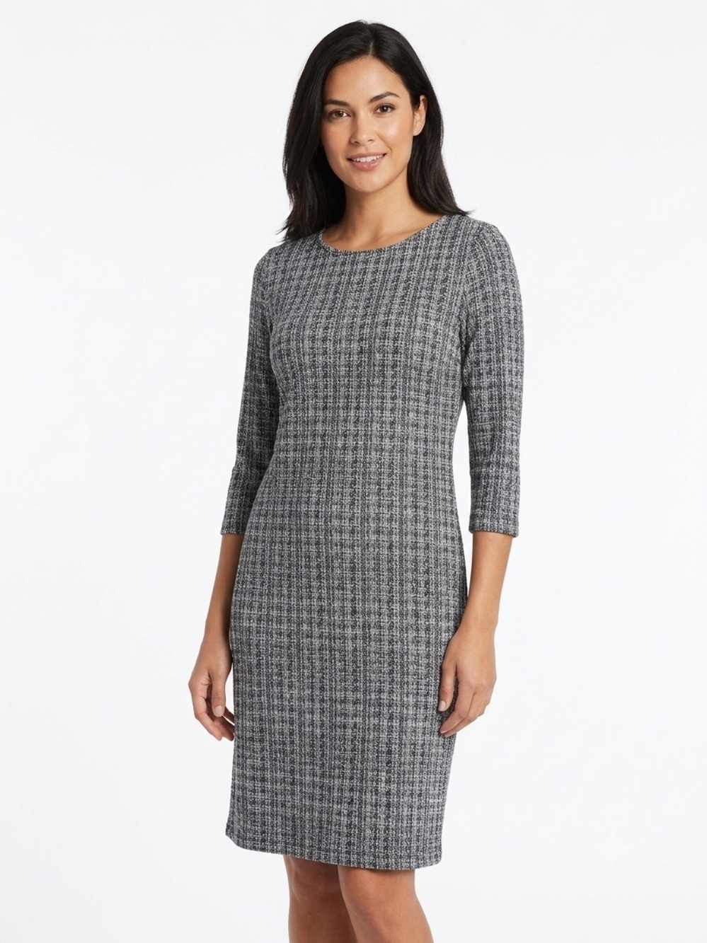 J. Jill Gray Patterned Midi Knit Dress